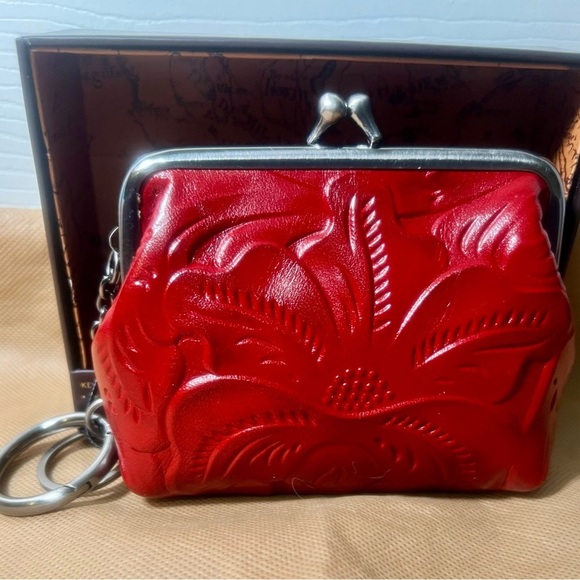 ♥️NWT Patricia Nash Leather Borse Coin Purse in Gift Box- Red Tooled - Picture 4 of 7